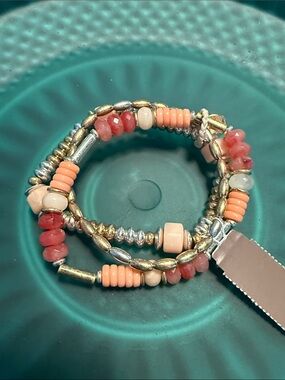 J.Jill Stackable Coral and Gold Beaded Bracelet